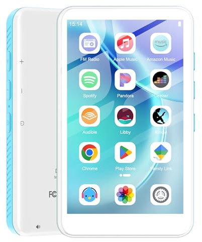SWOFY Reproductor MP3 de 160 GB con Bluetooth y WiFi, D08 Reproductor MP3 Android 13, Pantalla táctil de 4 pulgadas, Bluetooth, WiFi, compatible con Spotify, Audible, Play Store y Radio FM, ampliable