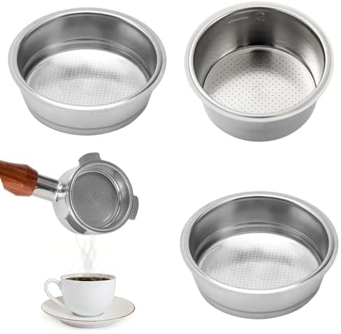 3 Stück Kaffeesieb Edelstahl Kaffee Filterkorb Sieb Bohrungsgröße 0.3mm Druckloser Filterkorb Wiederverwendba Kompatibel Espresso 1- Und 2- Tassen 51mm Sieb Mit Delonghi Espressomaschine