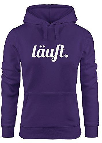 MoonWorks weicher Hoodie für Damen mit läuft Spruch, Sweatshirt mit Kapuze Kapuzenpullover