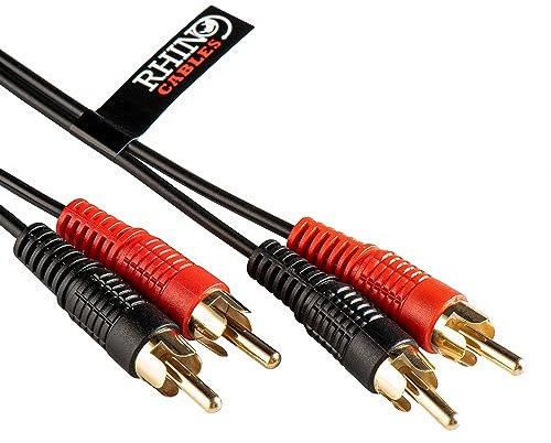 rhinocables 2 Phono to 2 Phono RCA Audio Cable | Dual/Twin Male to Male Splitter, Gold-Plated Connectors for Premium Audio | Compatible with TVs, Speakers, Sound Systems, Home Theatre & More (10m)