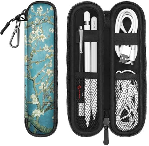 Fintie Stifthalter für Apple Pencil Pro, Apple Pencil (USB-C / 1. / 2. Generation), weiches Neopren, mit Reißverschluss, Tragetasche für Samsung Stylus, Surface Pen, Blossom