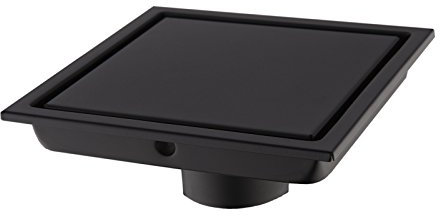 304 Stainless Steel Square Shower Floor Drain with Tile Insert Grate Removable Cover 6 inch Long, Black Plated Finish