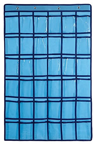 SAVORLIVING Organizer zum Aufhängen über der Tür, Handy, zum Aufhängen, Klassenzimmer, Diagramm, Wand, Tür, Schrank, zum Aufhängen, strapazierfähige Stoff-Aufbewahrungstasche (Blue, 36)