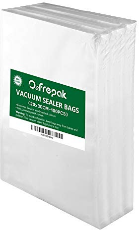 O2frepak 100 Beutel 20x30cm Vakuumier Beutel Vakuumbeutel für Lebensmittel,BPA-Frei Sous Vide Vakuumierbeutel Beutel für Vakuumierer und Folienschweißgeräte Geeignet