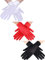 JOVITEC 3 Paar kurze Satin-Handschuhe für Damen, Handgelenklänge, Handschuhe, Opernhandschuhe für Partys, Schwarz, Weiß und Rot