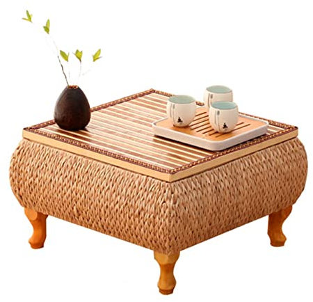Tables Basse D'appoint en Bambou À Thé Zen Basses en Tatami De Rotin Japonais De Balcon Simple De Fenêtre Tissée À La Main Basses