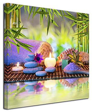 Tableau Design Spa imprimé - Impression sur Toile décoration Murale Zen - Déco Maison, Cuisine, Salon, Chambre Adulte - Multicouleur 30x30 cm
