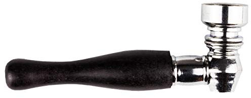 Weedness Holzpfeife Metall-Pfeife 9 cm in Schwarz – Tabakpfeife Schraubpfeife Smoking pipe Holz