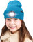 ATNKE Kids LED beleuchtete Mütze mit Licht, USB Wiederaufladbare 4 LED Scheinwerfer wasserdichte Winterwärmer Strick Nachthüte mit leichten Jungen Mädchen/Lake Blue