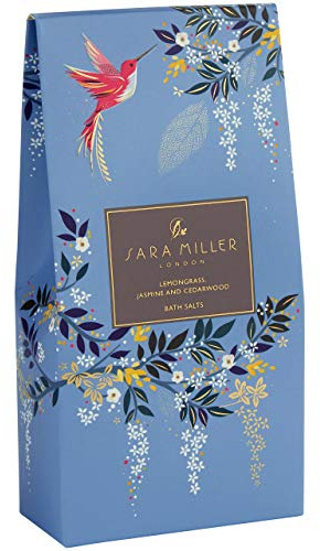 Sara Miller Beauty Badesalz mit Zitronengras, Jasmin und Zedernholz, blau, 150 g