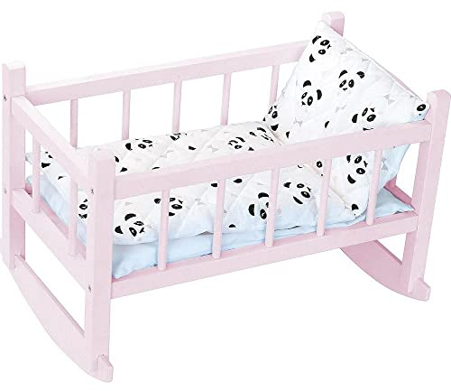 Petitcollin - Lit en Bois Rose Panda Pour poupée jusqu'à 40 cm Zubehör für Babypuppen, Rosa (800127)