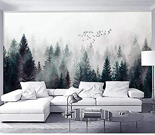 Forêt brumeuse 3D papier peint nuage oiseaux volants forêt brumeuse murale chambre décor mural étanc Papier Peint 3D Salle de séjour Chambre à coucher Salle de séjour Mural murale enfant-200cm×140cm