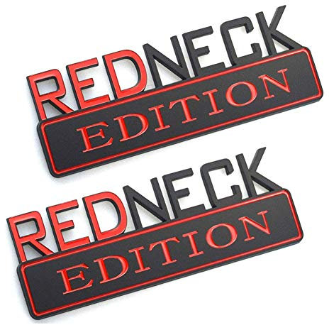 YK ZAOOER 2ST Redneck Edition Auto-Emblem-Chrom-Abzeichen-Aufkleber 3D Aufkleber Kompatibel mit Jeep F-150 F250 F350 Silverado RAM 1500 anpassbar,Schwarz