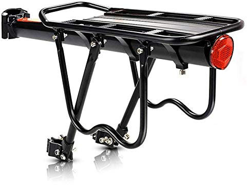 Bike Rear Rack Carrier Universal Adjustable Bicycle Rear Luggage Touring Carrier Racks 50KG Capacity Adjustable Mountain Bicycle Back Seat Rack Holder with Reflector