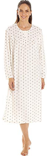 Camille Ladies Fleece Long Sleeved Nightdress, Warm Women's Nightie - Mink 18-20
