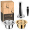 i Cafilas Capsule de café rechargeable pour Nespresso Vertuoline en acier inoxydable, capsules de café réutilisables pour Nespresso Vertuo Espresso (1 argenté + 1 doré + tampon)