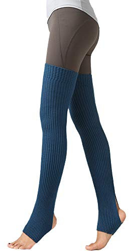 Nanxson Damen Beinwärmer Winter Gerippt Gestrickt Beinstulpen Strumpf für 80er Jahre Party Dance Sport Yoga TTW0072 (blau)