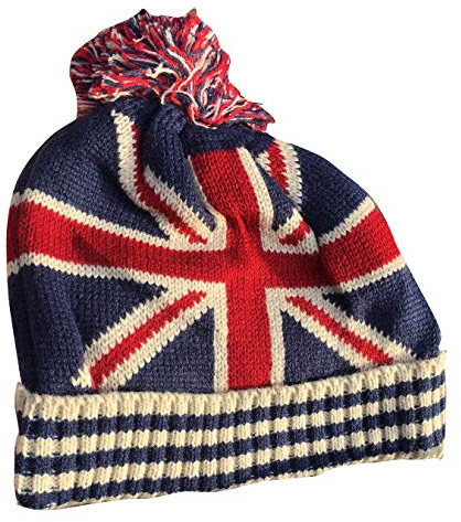 Grace's Accessories Beanie-Mütze mit Union Jack-Druck, dick, Marineblau