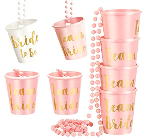 8 Stück Bachelorette Party Bride Tribe Cups und Braut Schnapsglaskette, Braut und Team Braut Schnapsgläser Perlen Halskette für Bachelor Hochzeit und Braut Dusche Dekorationen (8)