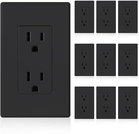 Lot de 10 prises murales 2003A Noir mat avec plaque murale