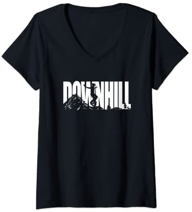 Damen Downhill Monowheel Einrad Fahrerin Rad Zirkus Radsport T-Shirt mit V-Ausschnitt