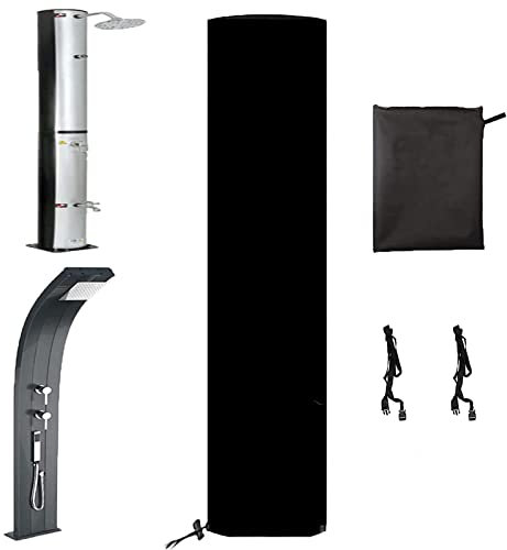 Rilime Copertura protettiva per doccia solare 420D con rivestimento solare, telone impermeabile per doccia solare per doccia da giardino (220 x 67 cm)