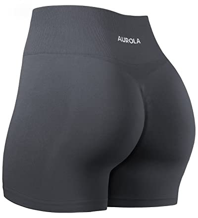 AUROLA Kollektion Dream Workout Shorts für Frauen Scrunch Nahtlose weiche Fitness-Shorts mit hoher Taille,Asphalt Grey,M