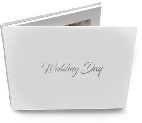 Talking Print 17,8 cm (7 Zoll) IPS-Video-Memory-Buch – Hochzeitstag mit silberfarbener Folie auf Einband – A5-Videobroschüre mit harter Rückseite – 4 GB Speicher, ermöglicht 4 Stunden Spielzeit