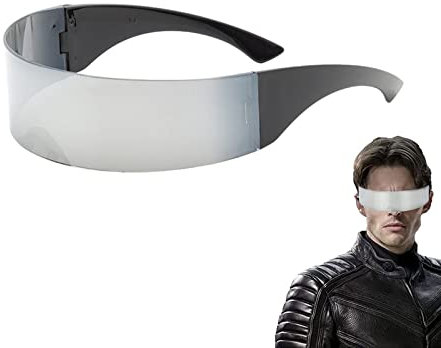 KAYLRE KALUROIL Schnelle Brille Rave,Futuristische Sonnenbrille,Space Brille,Alien Brillen,Futuristische Brille,Futuristische Visiergläser,Brille für Cosplay（weißes Quecksilber）