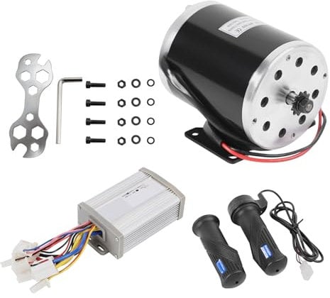 Elektromotor Set, 36V 800W DC Bürstenmotor Controller Steuereinheit Gasgriff mit Regler+Schraubenschlüssel für Elektro Scooter Go-Karts Fahrräder