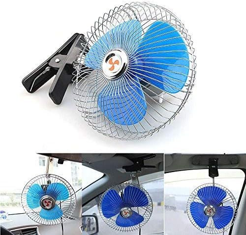 EVERGD 12V 8 Inch Portable Auto Car Vehicle Van Trucks Oscillating Fan Dashboard Interior Cooling Clip-On Fan