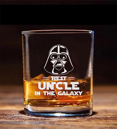 QPTADesignGift Whiskyglas mit Aufschrift Best Uncle In The Galaxy – Star Wars Geschenk – Darth Vader – Onkel Whiskyglas – Vatertag – Geburtstagsgeschenk für Papa – Onkel – Opa von Tochter Sohn