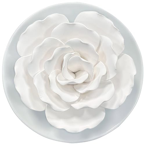 Passiver Diffusor für ätherische Öle, Keramik-Diffusor, nicht elektrische Öl-Diffusoren für kleine Mini-Räume, Schreibtischdekoration, Badezimmer (weißer Hibiskus)
