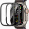 ZZDZZ 2 Stück Schutzfolie Kompatibel mit Apple Watch Ultra 2/Ultra 49mm, Volle Abdeckung Titanlegierungsrahmen Kratzfest Displayschutz für iWatch Ultra (Schwarz)