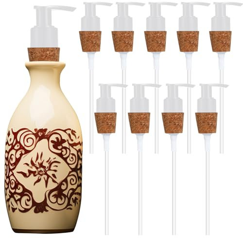 Tioncy 10 Pcs White Soap Dispenser Pump with Cork Stopper for Bottles Mason DIY Soap Lotion Jars