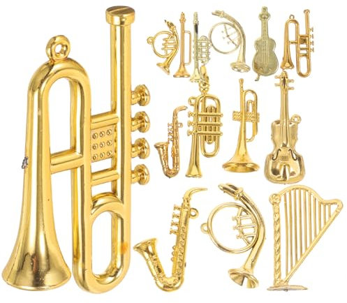 IMIKEYA 14 Stück Weihnachtsbaumschmuck Gold Miniatur Musikinstrumente Puppenhaus Miniatur Basteln Musikinstrumente Weihnachtliche Baumschmuck kleine Weihnachtsanhänger Musikinstrumente