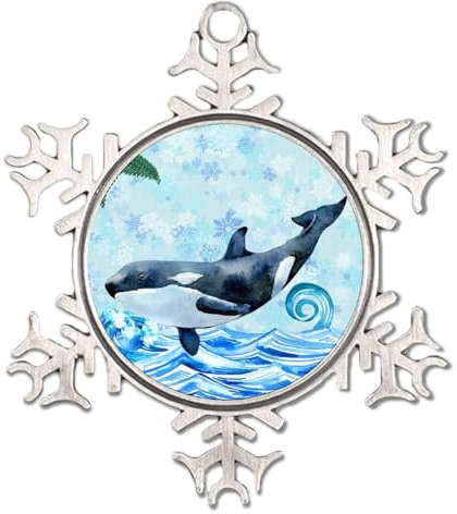 Ozean Strand nautisches Thema Wal Hai Schneeflocke Ornamente Aquarell Marine Tropische Schneeflocke Ornamente Xmas Party Dekorationen Lebensretter Boje Anker Baum Pflanzen Bauernhaus Weihnachtskugel