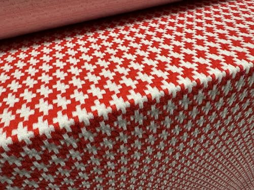 Weicher Stretch-Spandex-Doppel-Jersey-Stoff, Meterware, Hahnentritt-Jacquard, Rot und Weiß