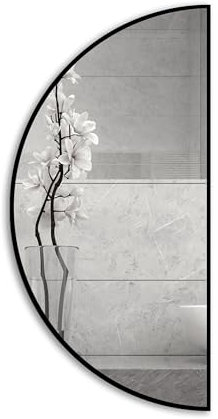 RAMIX Miroir mural avec cadre en aluminium revêtu par pulvérisation - Noir Loft - Rectangulaire - Rond - Ovale - Demi-cercle - Pour salon, chambre à coucher, salle de bain, vestiaire, couloir (noir,