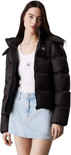 Calvin Klein Damen Pufferjacke Down Short Puffer mit Kapuze, Ck Black (Schwarz), XXL