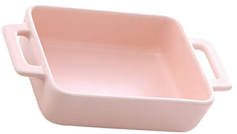 ABOOFAN 1 Pc Ceramic Bakeware Pasta Accessories Casserole Dish Porcelain Grill Pan with Handle Simple Storage Tray Steak Grill BBQ Bread Ceramics Pasta Cooking Machine Pink Oven