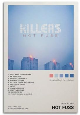 szzmyo The Killers Poster Hot Fuss Album Poster Dekorative Malerei Moderne Ästhetische Leinwand Poster Schlafzimmer Kunst Wohnzimmer Dekoration Poster 60 x 90 cm Ungerahmt