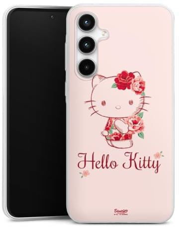 DeinDesign Slim Case extra dünn kompatibel mit Samsung Galaxy A35 5G Silikon Handyhülle transparent Hülle Hanami Hello Kitty Blume