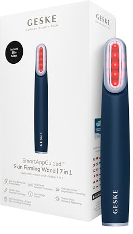 GESKE Skin Firming Wand | 7 in 1 | Anti-Aging | Mikrostrom Facelift | Reduziert Alterserscheinungen | Fortschrittlicher Facial Firmer | Red LED Light Technology | Flexibler Kopf