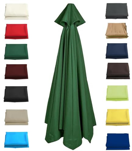 Rechange Toile De Parasol De Jardin 6/8 Baleines Auvent De Remplacement Pour Parasol Tissu De Rechange Pour Parapluie 2.0M/2.7M/3.0M, Housse De Rechange En Tissu Pour Parasol De Terrasse(Color:Green,S