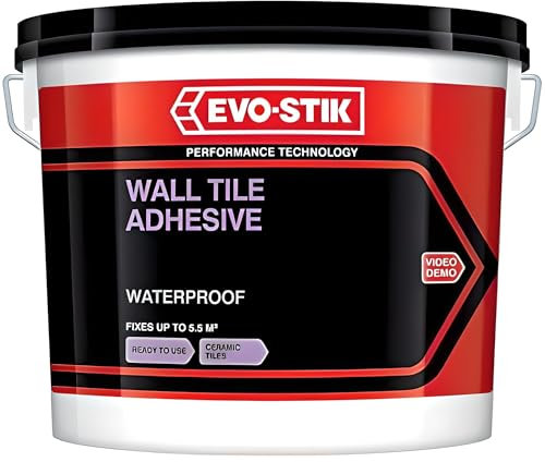 AMK® Evo Stik Tile A Wall Waterproof Adhesive for Ceramic Tiles 1L Ready To Use Quick Set Instant Grab Strong Hold DIY At Home