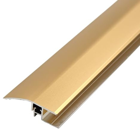 ZZLQIAN Alu Übergangsprofil,Inklusive Basisprofil,Teppich Laminat Parkett Übergangsschiene, Abschluss Anpassungsprofil,90 × 4.3 cm, Bödenleiste,Abdeckleisten,Höhenausgleich von 6-12 mm(Gold)