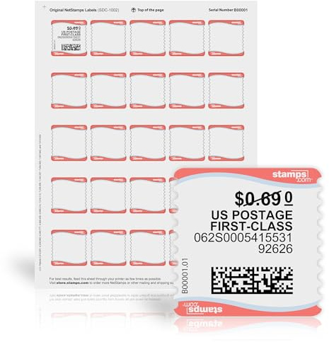 NetStamps Printable Postage Stamps, Original, 50 Sheets, 1200 Labels