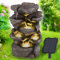 Solar Gartenbrunnen Brunnen Solarbrunnen Zierbrunnen Wasserfall Gartenleuchte Teichpumpe für Terrasse, Balkon, mit Pumpen-instant-Start-Funktion mit Liion-Akku & Led-Licht