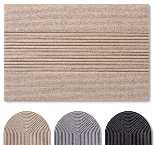 Blumtal Fußmatte 90x150 cm - rutschfeste Schmutzfangmatte - Eingangsteppich mit Muster - Schmutzfangmatte 90x150 - Türmatte aus langlebigem Polyester - Beige